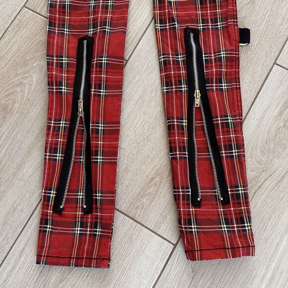 Vintage Tripp NYC Jeans Womens 24 Red Tartan Plaid Punk Goth Rocker Pants 90s - Picture 8 of 11